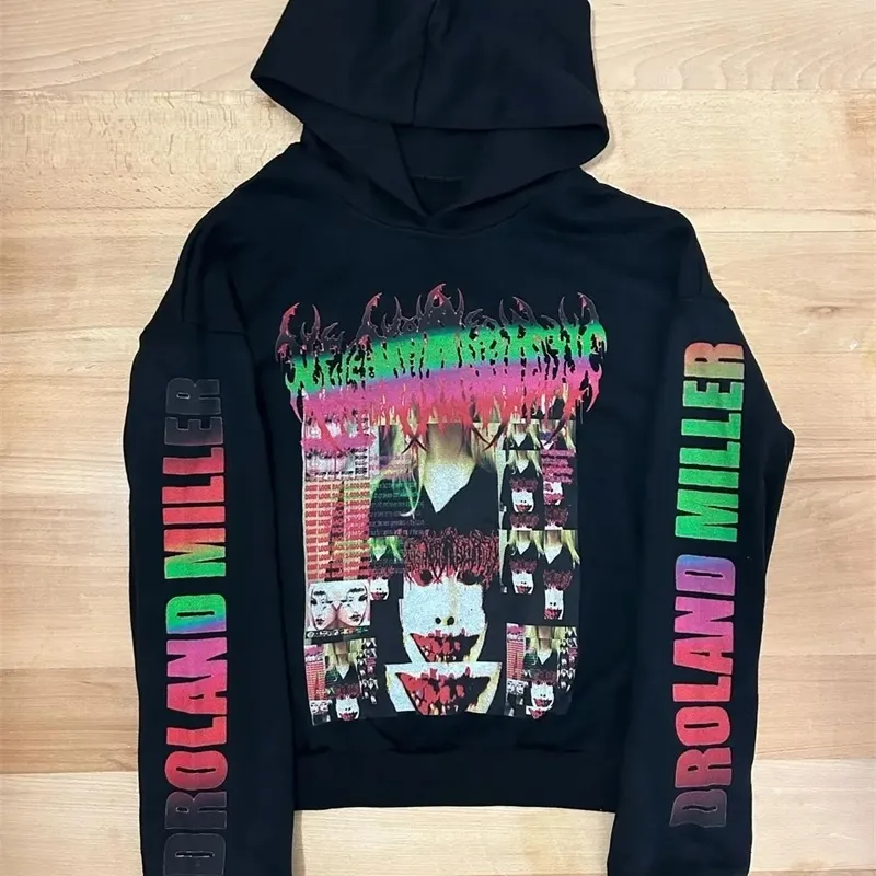 Harajuku Drolandmiller Corrupt Oversized Knit Hoodie for Women