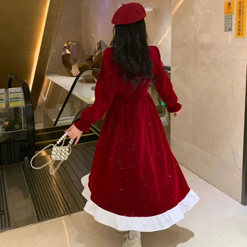 white christmas dresses Red Velvet Mock Neck Padded Shoulder Midi Dress *FINAL SALE* – SSYS main image 1
