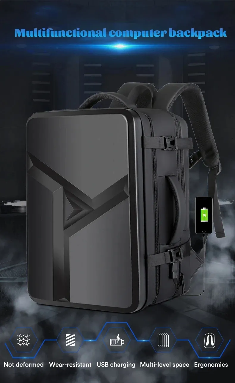 Large Capacity Waterproof Expandable Backpack For Men With 17 Laptop ...