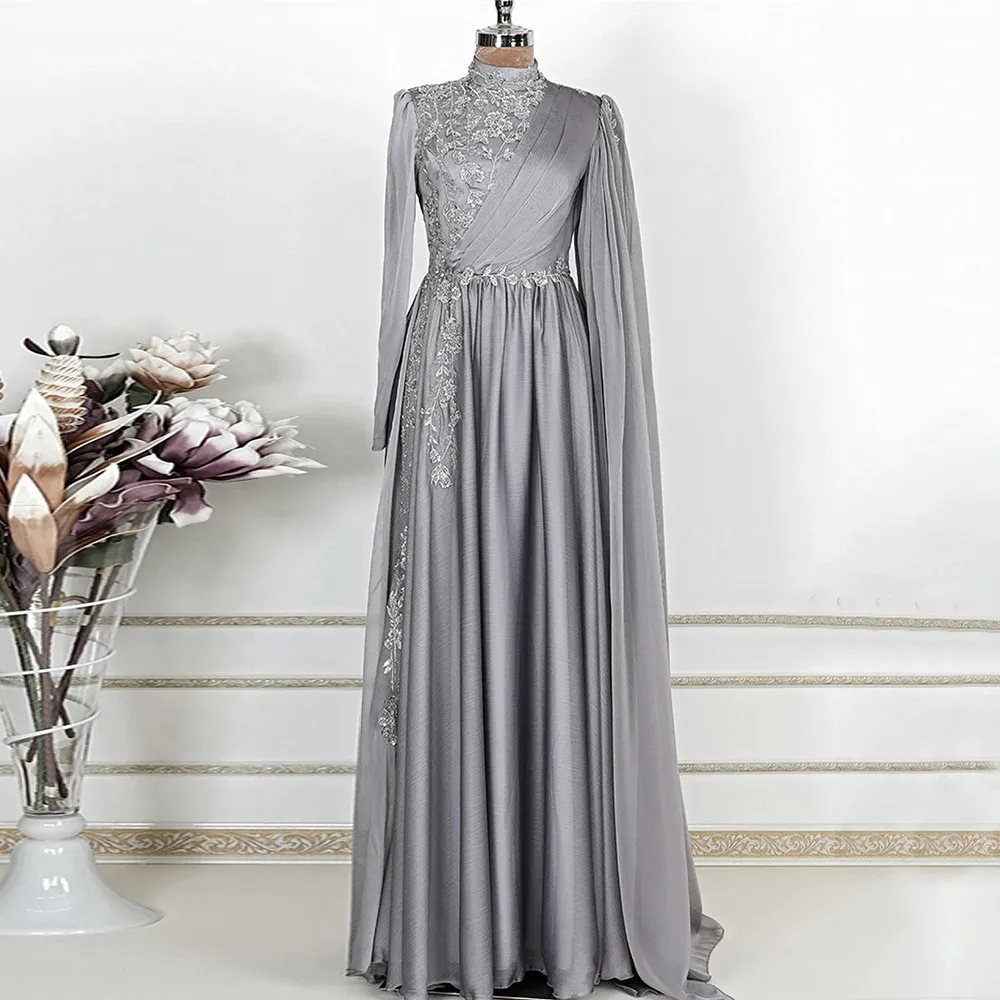 green emerald velvet dress A Line V Neck Grey Beaded Long Prom Dress with Split,Formal Dresses –  DressesTailor main image 1