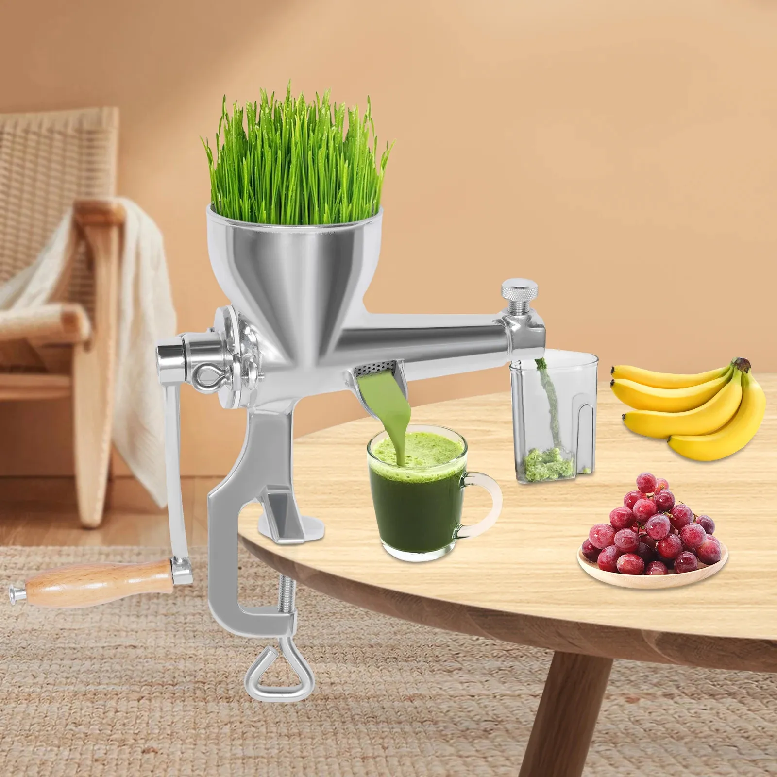 Save Big on Bulk Wheatgrass Manual Juicer Machine Manual Wheatgrass Juicer  Hand Press Silver Stainless Steel Vegetable And Fruit Juice Extractor,