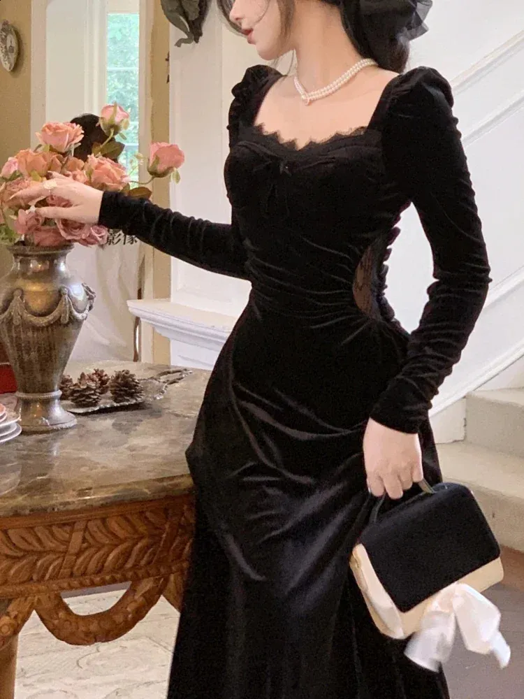 knee length dresses for ladies Denisse Black Long-Sleeve Cut-Out Twisted Maxi Dress – Club L London main image 0