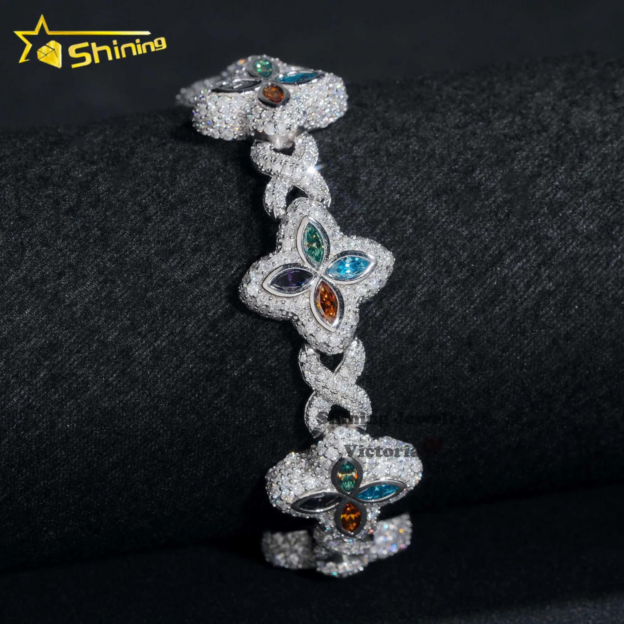 DHgate.com:Mens Iced Out Moissanite Clover Infinity Link