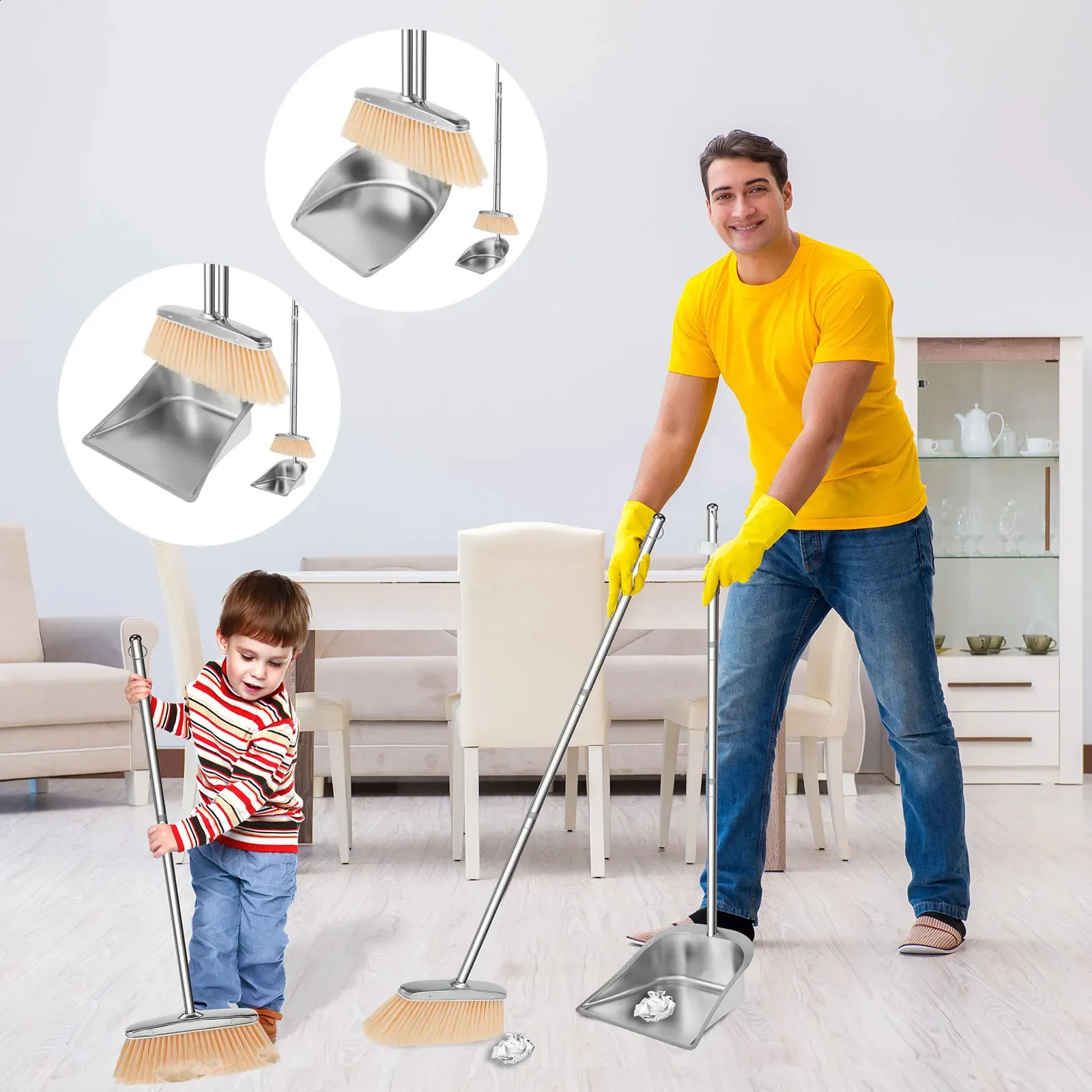 241205 Stainless Steel Broom And Dust Collector Set  From