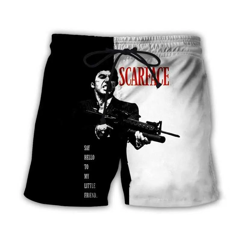 Scarface Movie 3D Printed Beach Shorts Mens Fashion Oversized