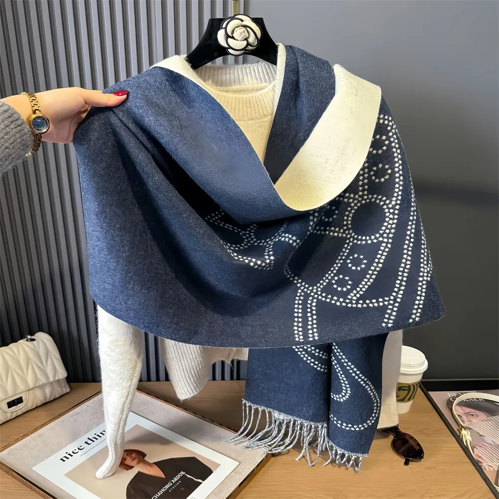Designer Winter Cashmere Imitation Scarf - Double-Sided Warm Shawl