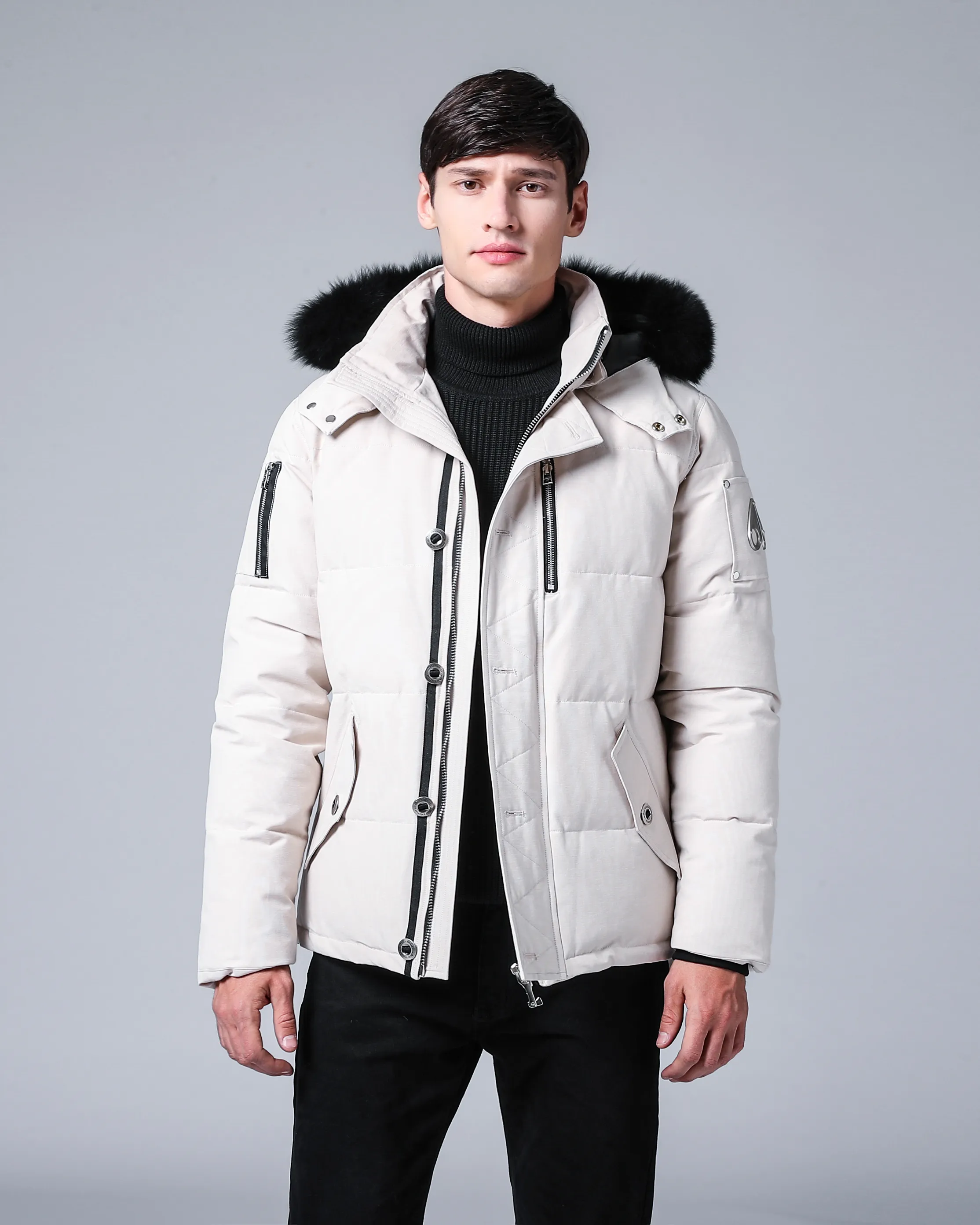 Men's White Duck Down Men's Reine Winter Parka With Scissors, Zipper ...