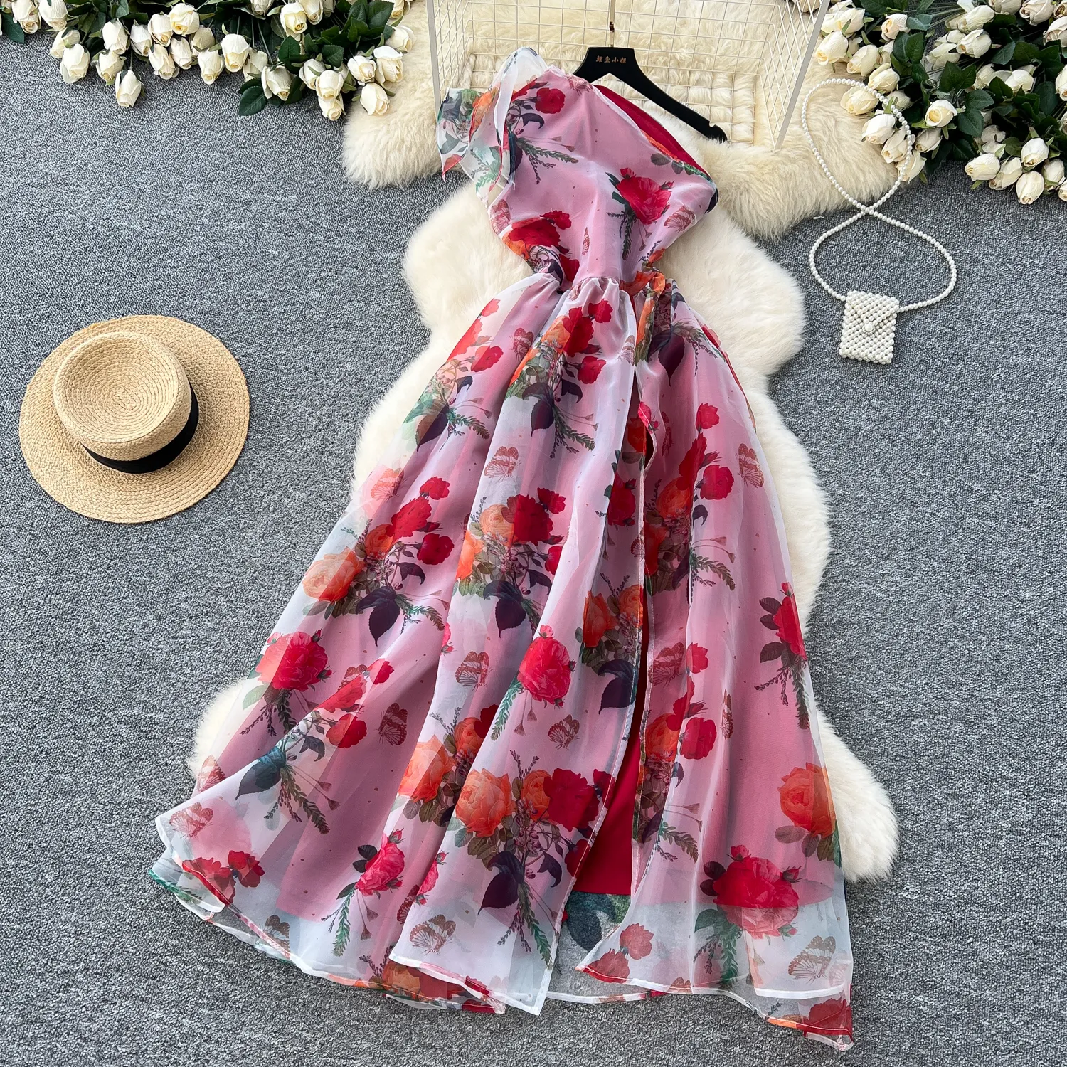 knee length dresses for ladies Stitch Detailed Midi Dress – English Factory main image 0