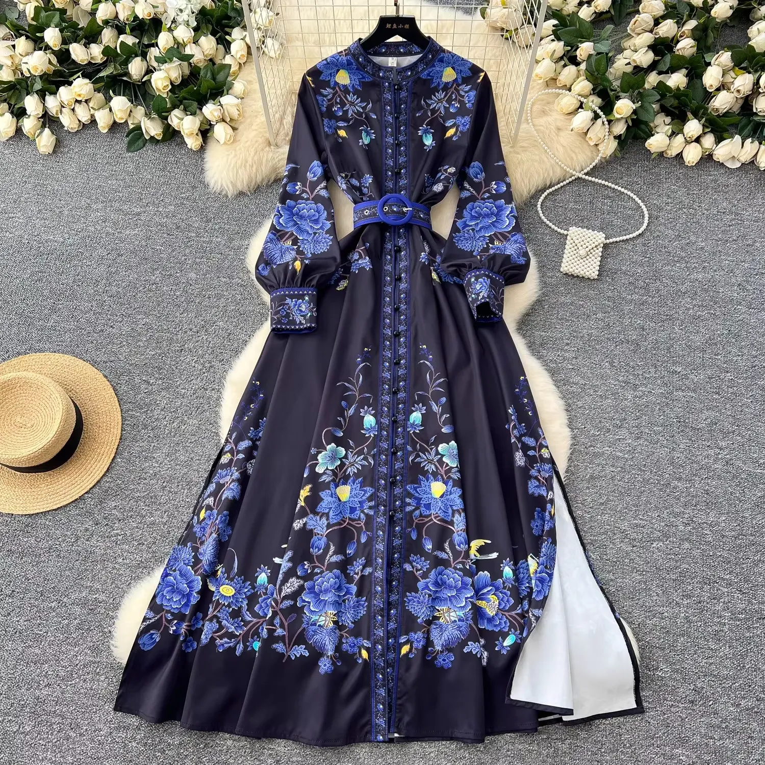 navy blue floral print maxi dress City Nights Floral Midi Dress in Navy S / Navy