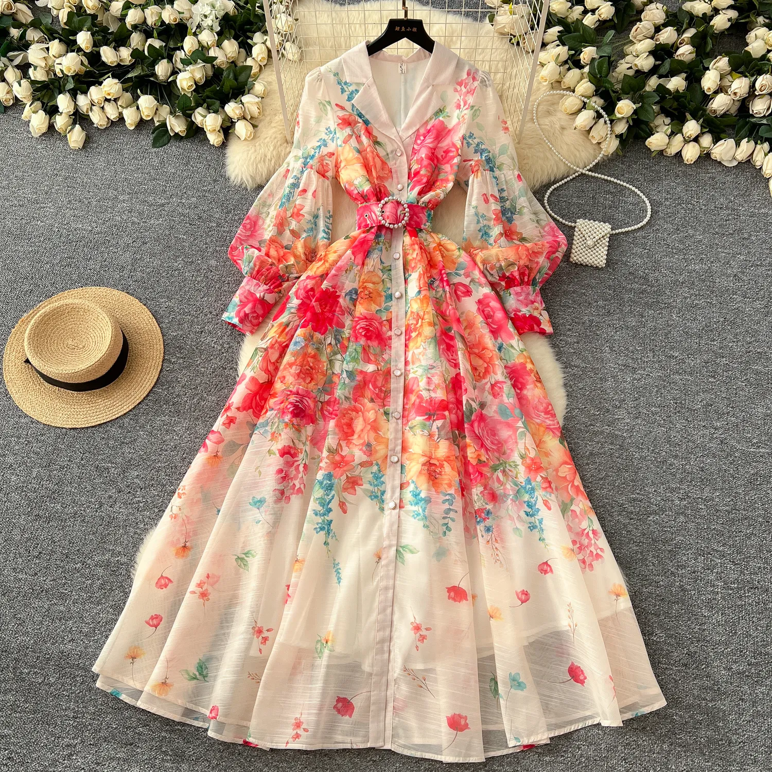 Fashion Elegant Print Slit Without Belt V Neck A Line Dresses(7 Colors) Fashion Elegant Print Slit Without Belt V Neck A Line Dresses(7 Colors)