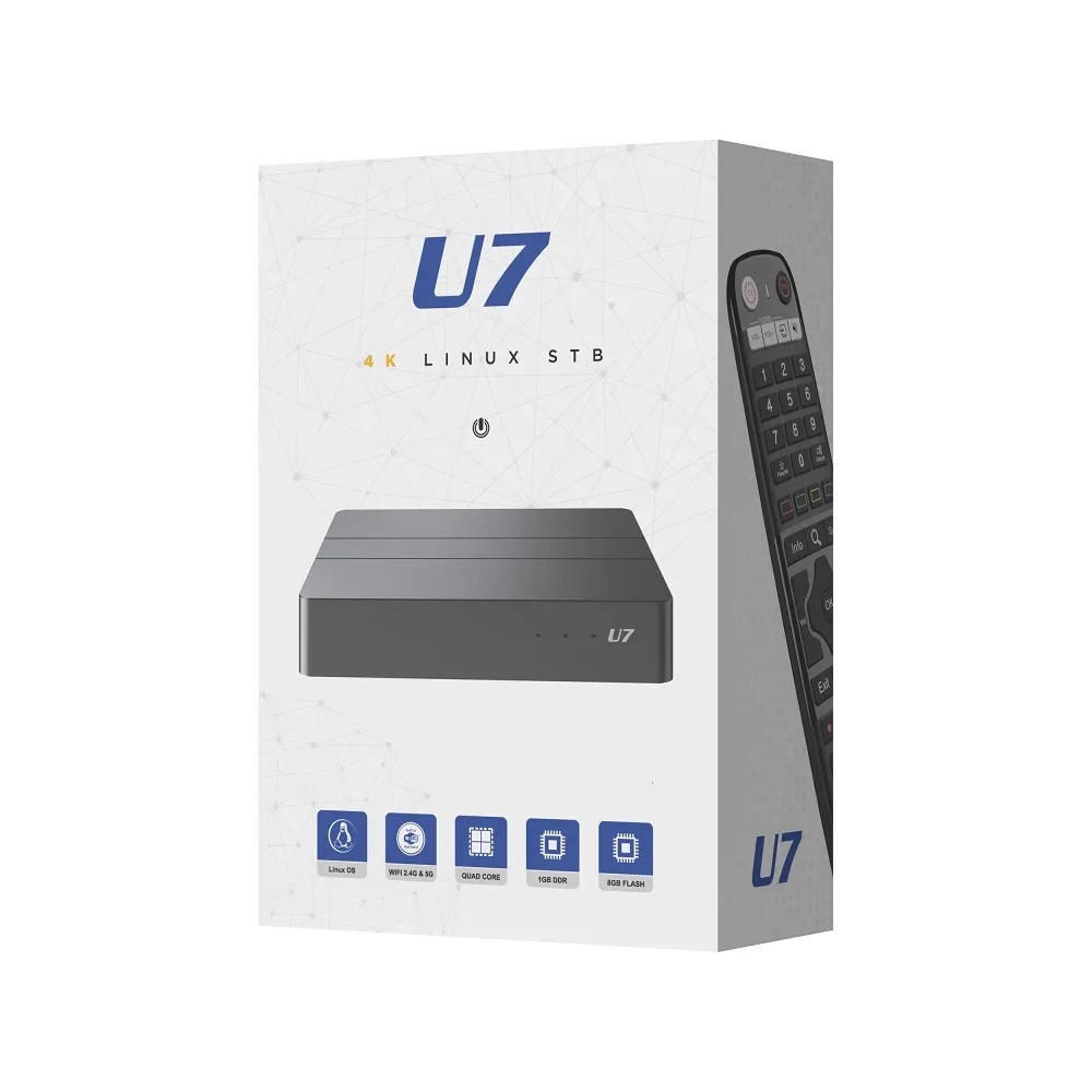 LINUX OS U7 Full HD Digital Set Top Box 2.4G 5G DUAL WIFI 1GB RAM 8GB ...