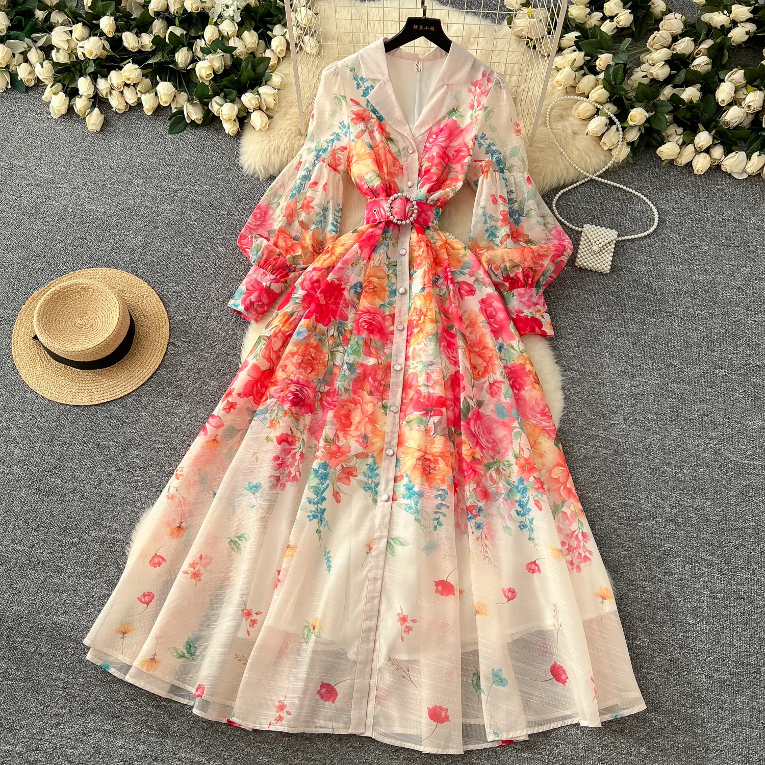Casual Dresses 2025 Spring Holiday Gorgeous Flower Maxi