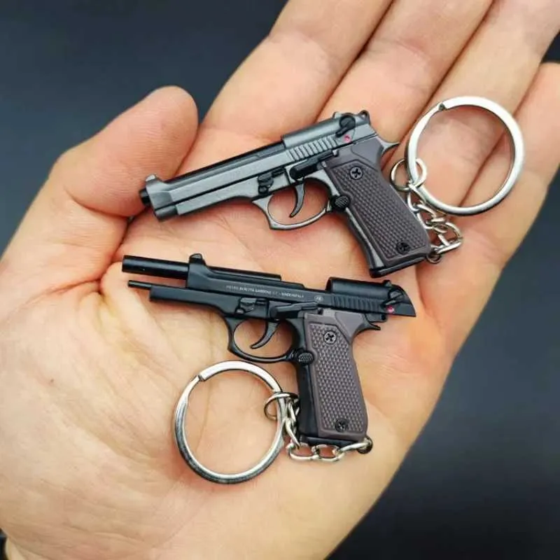 Alloy 1 4 92F Pistol Shaped Toy Gun Keychain Charm Realistic Model ...