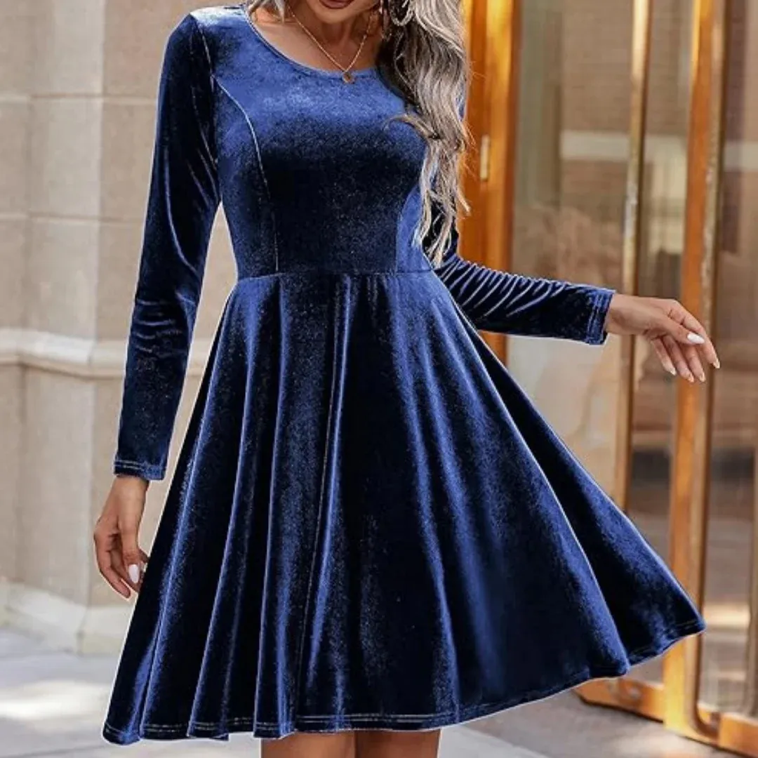 white christmas dresses Dreamyannie Women Black Long Sleeve Velvet Christmas Party Dress Appliques Formal  Dress with Slit – Dreamyannie UK main image 1
