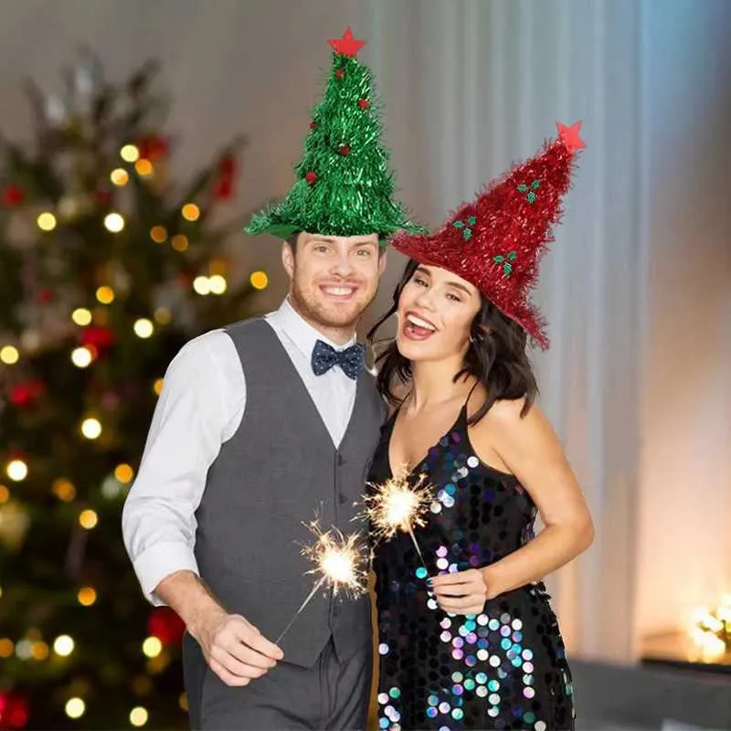 Funny Santa Hats for Adults: Festive Christmas Tree Hat with