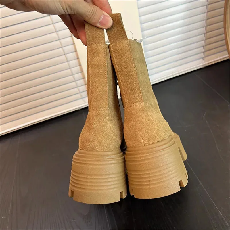 Women's Winter Motorcycle Boots Platform Lace Up Square Heel Shoes_voghion.com
