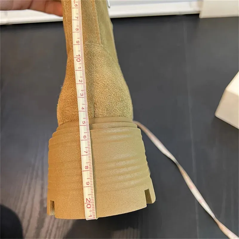Women's Winter Motorcycle Boots Platform Lace Up Square Heel Shoes_voghion.com