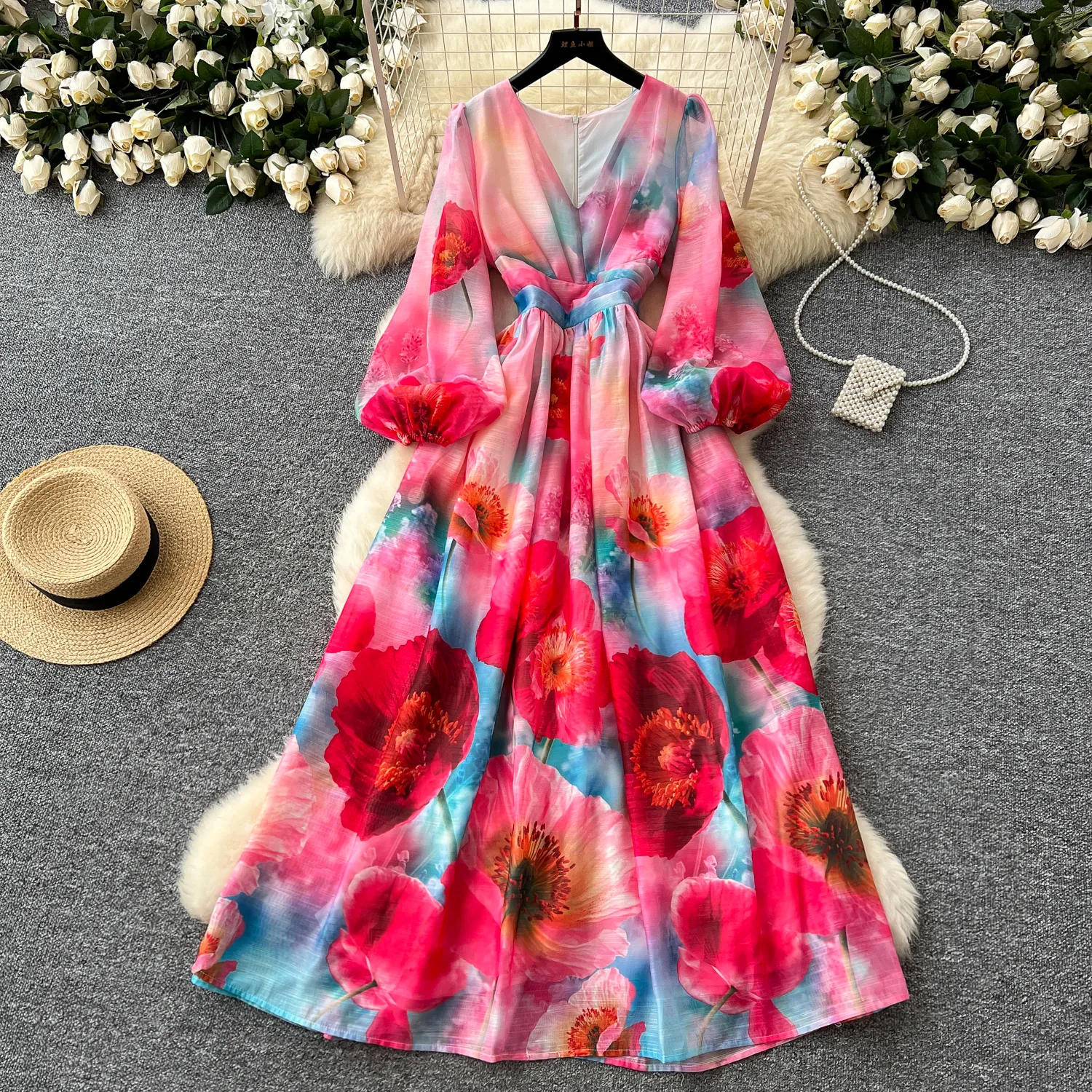 chinese dress ladies Nicoblu Kitty Puff Sleeve Maxi Dress in French Lemon Grove XXL