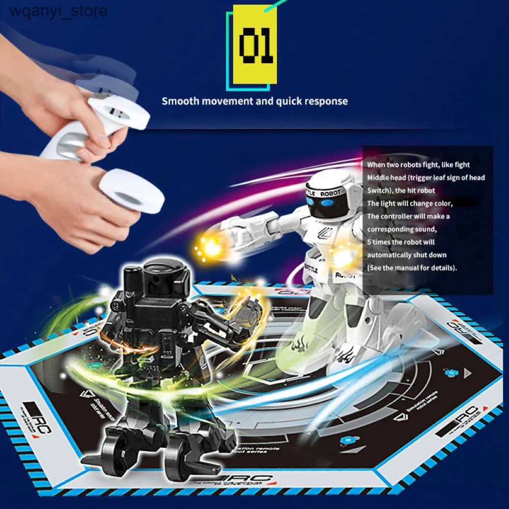 Remote Control Boxing Robot Toy Dual Lever Combat, Kids Gift,  Interactive Play