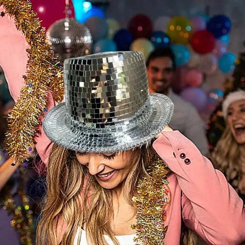 Disco Cowboy Hat Sparkly Mirrored Top Hat, Unisex... From  display picture 2