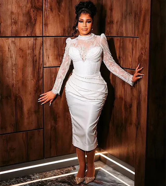 Elegant Satin Tea Length Sheath Wedding Dress Ivory... From Dreamweddings,  $134.6 | DHgate.Com