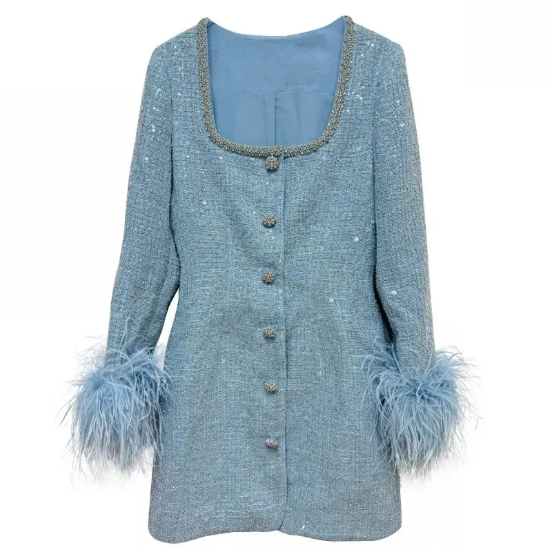 Feather Cocktail Dress: Tweed Mini Dress With Sequins... From Zara05, $66.5  In Bulk | DHgate.Com
