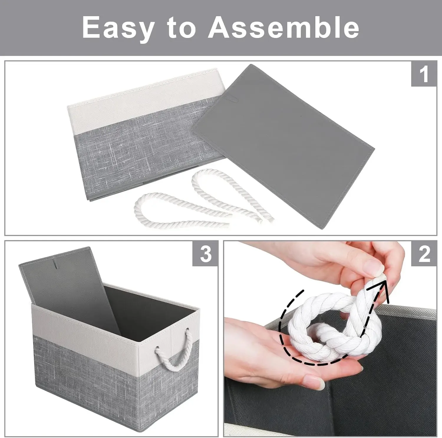Foldable Storage Basket with Rope Handles and Sturdy Organizer Bindings ...