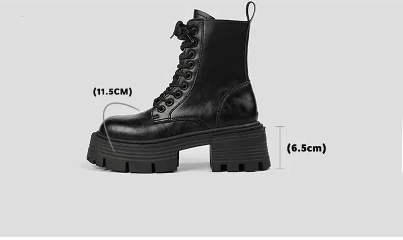 Women's Winter Motorcycle Boots Platform Lace Up Square Heel Shoes_voghion.com