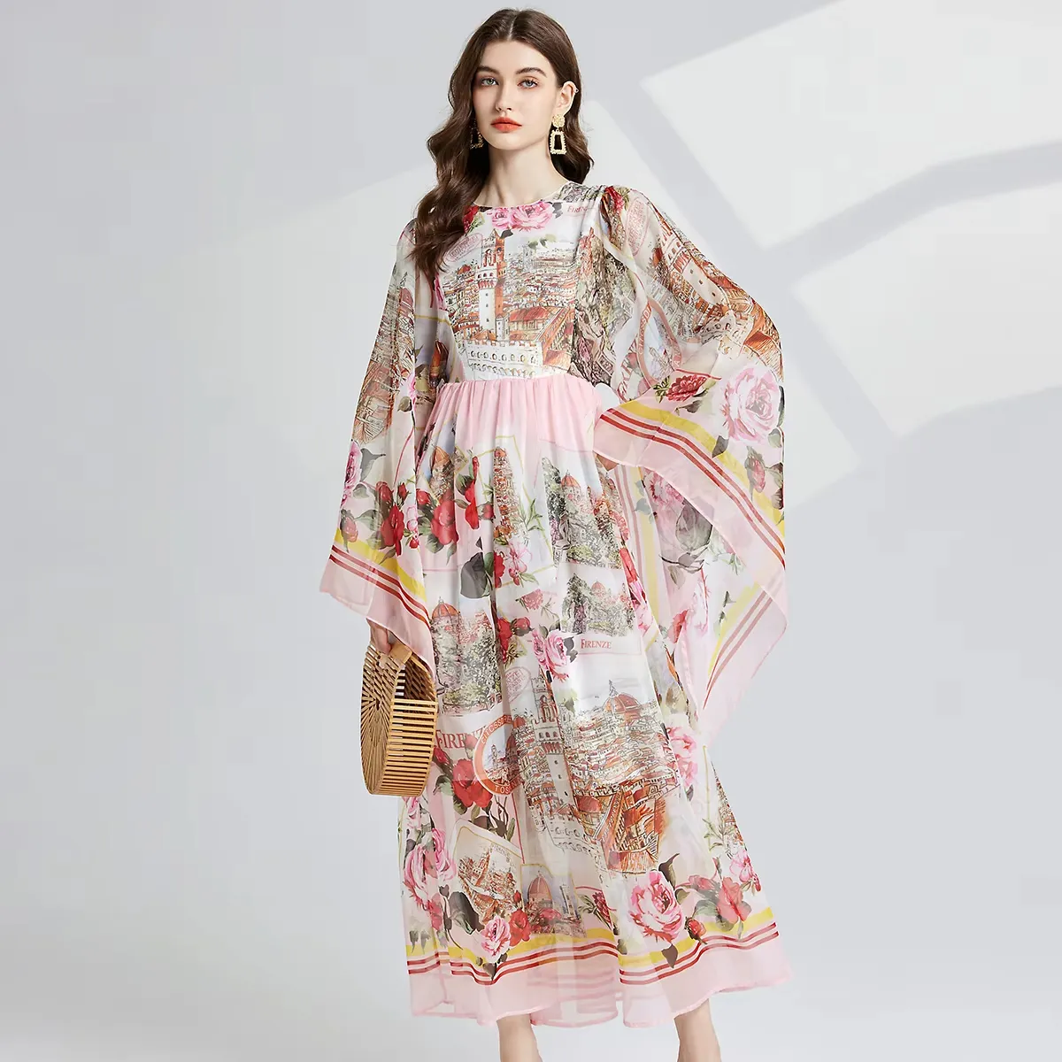 Summer Floral Print Flare Sleeve Casual Female Dresses Summer Floral Print Flare Sleeve Casual Female Dresses