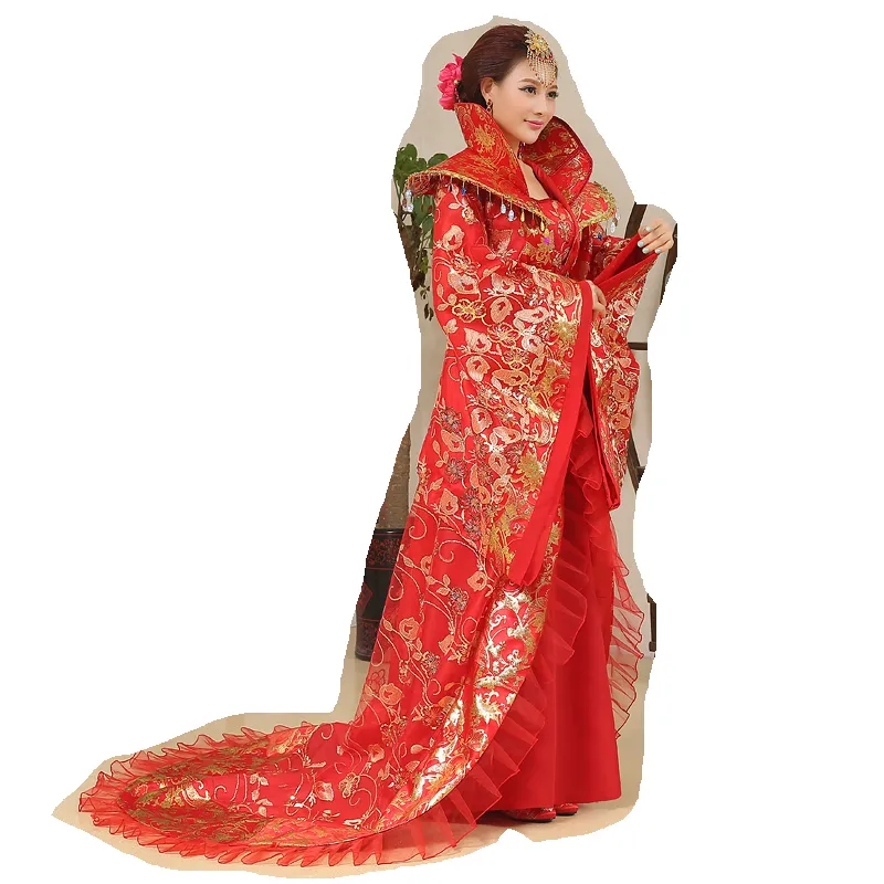 Traditional Hanfu Apparel Linen Cotton Long Tail Costume Red Yellow from  Dhgate Ethnic Clothing - price 96.0