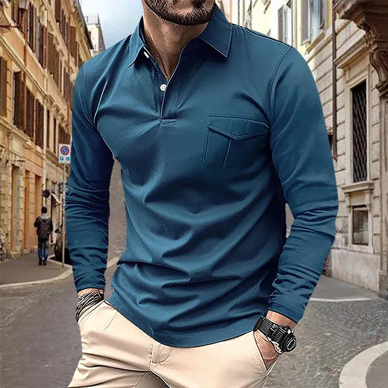 Mens Business Casual Full Sleeves Polo Tshirts With Collar