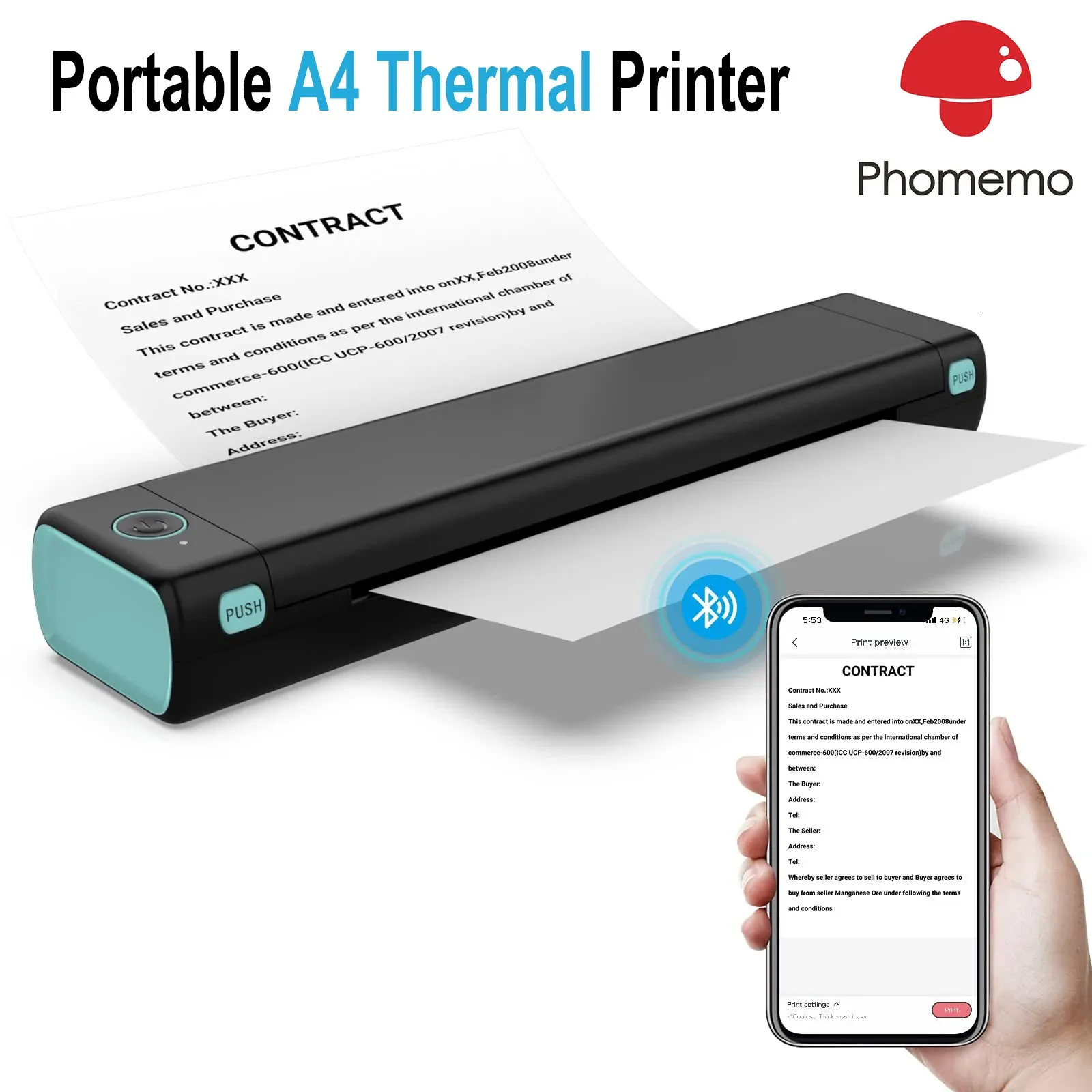 pmo M08F ブラック Phomemo Portable Thermal Printer | Wireless Inkless Mobile Printer