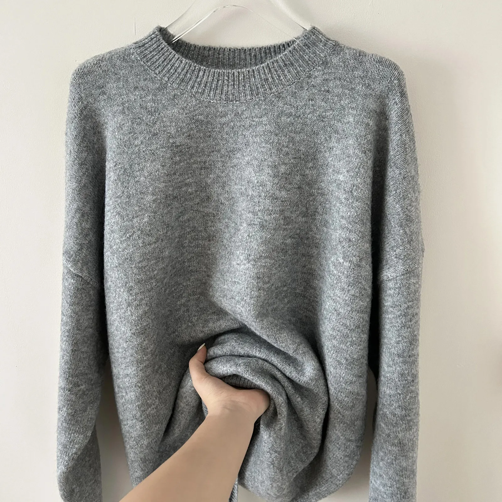 Highquality Raccoon Velvet Pullover Sweater Soft Loose Knit Round 