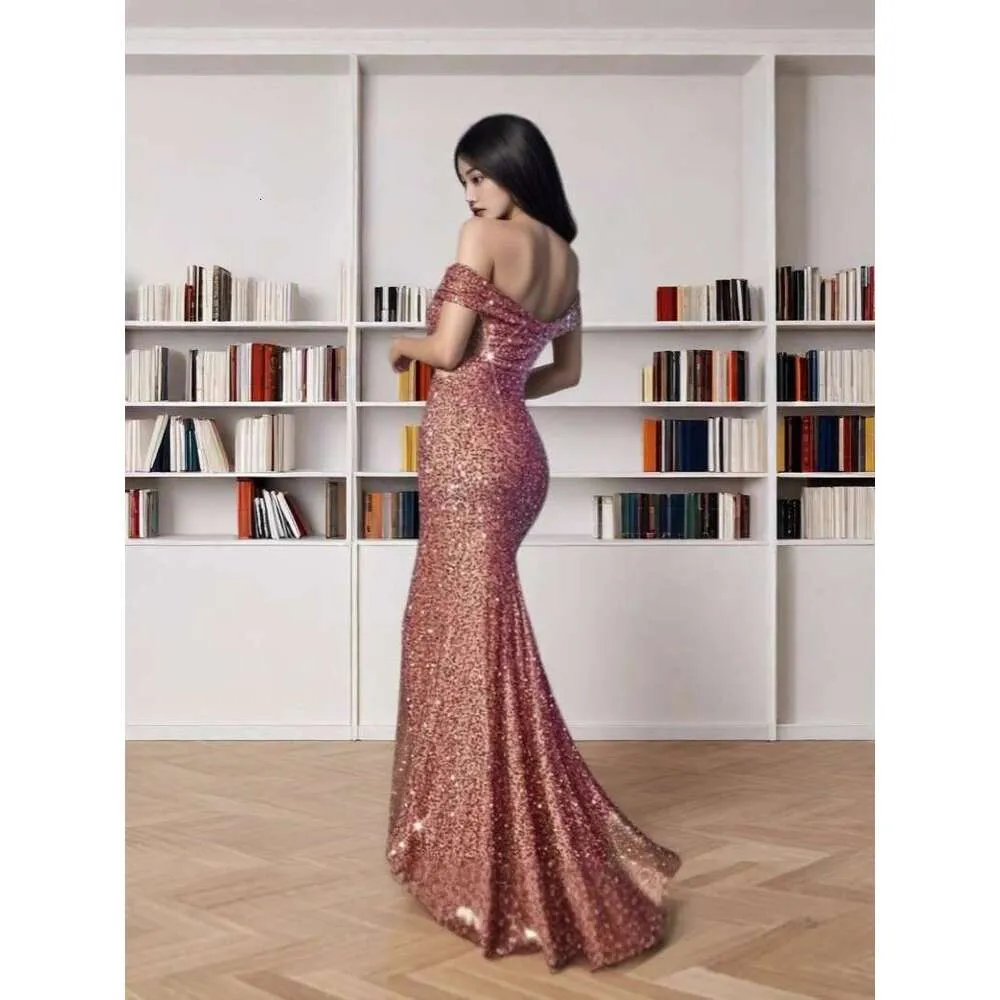 Glitter Mid Waist One Piece Dress Collar Style Long Evening Gown For  Banquet And Casual Wear From Womenshow, $38.86 | DHgate.Com