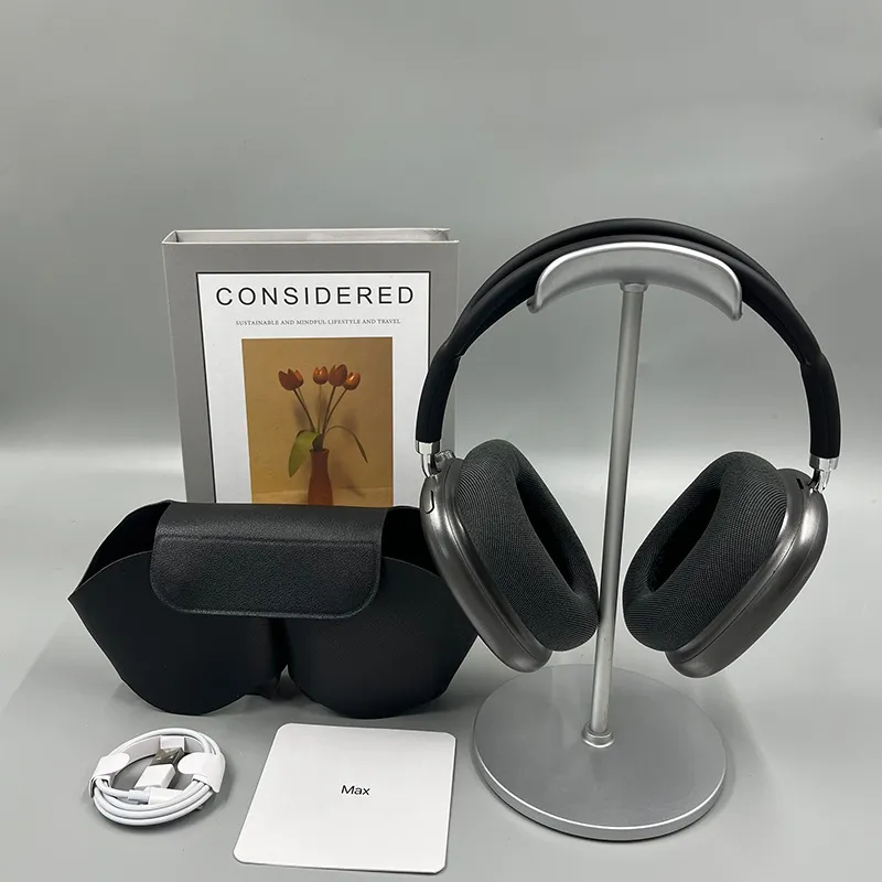 max headphones purple Earphones Wireless Earphones Bluetooth Headphones Stereo HIFI Super Bass Headset Chip HD MIC Air50 MS B1 P9 pro max Pop-up magnetic ear muffs