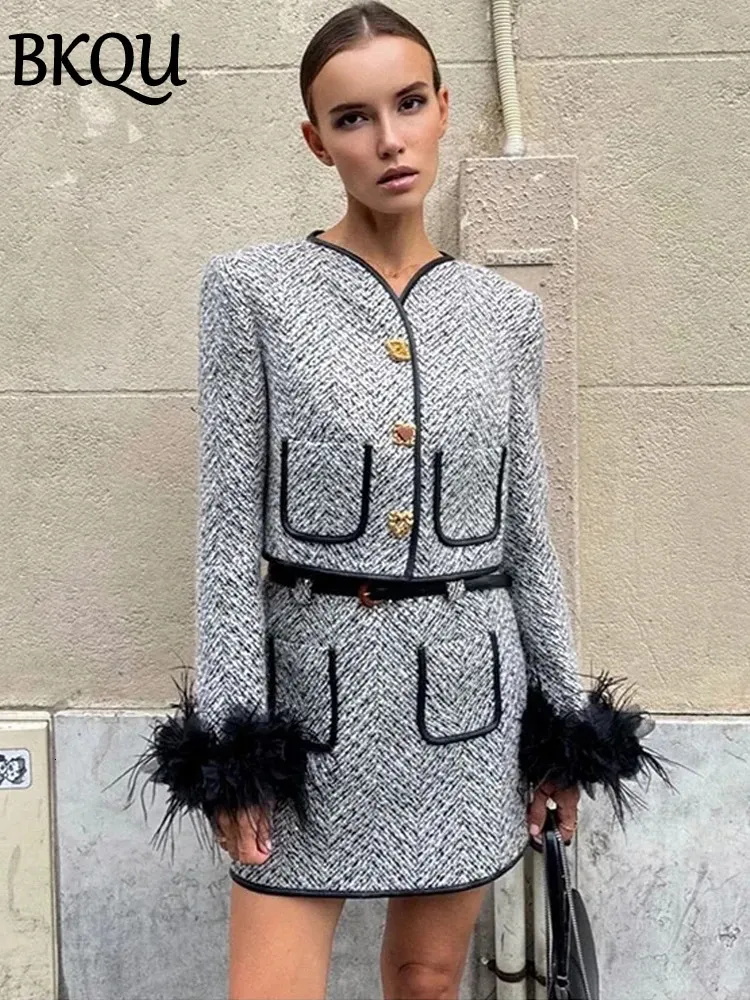 ジャケット・アウター the virgins tweed feather cuff jacket the virgins tweed feather cuff jacket