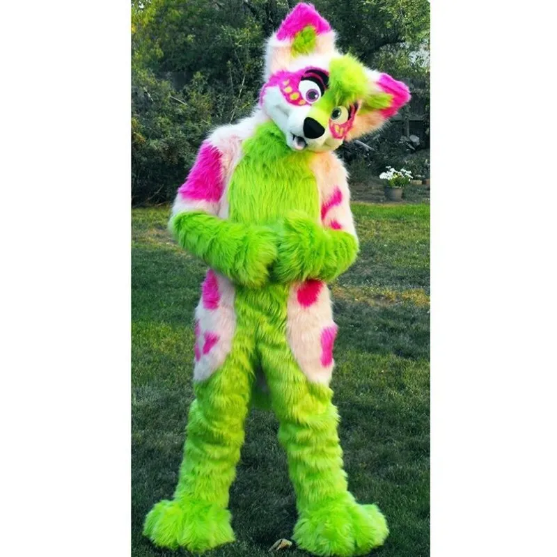 Halloween Long Fur Husky Dog Mascot Costume Fruit Cartoon Theme ...