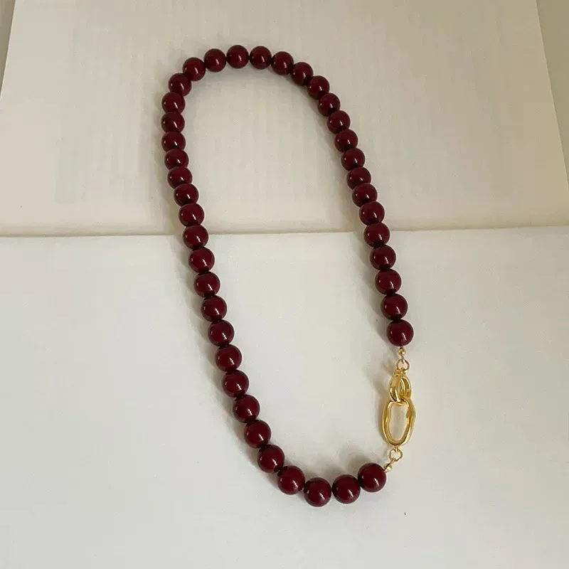 Minar French Dark Red Agate Beaded Necklace For Women... From Zuo05, $9 ...