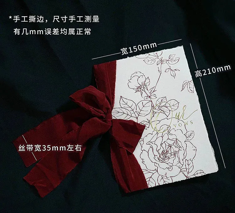 Teared Ribon Wedding Oath Cards With Silk Ribbon Hand Teared... From Tsukistore, $31 ...