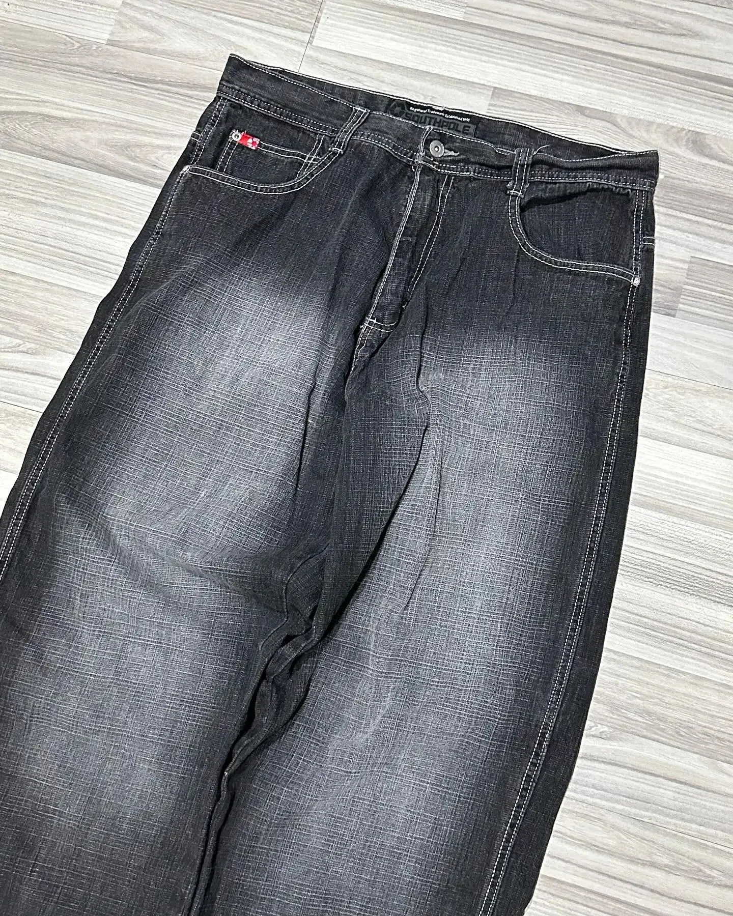 SOUTHPOLE Womens Jeans Y2K Harajuku Hip Hop Style Black Washed