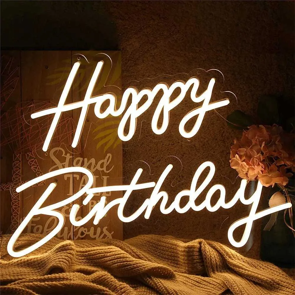 Happy Birthday LED Neon Lights Indoor Wall Lights Parties Weddings ...