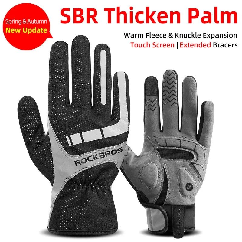 Guantes De Ciclismo Largos Con Forro Polar, Pantalla Táctil En Pulgar E índice, Almohadillas SBR Antideslizantes, Para Primavera Y Otoño, Tallas S A 2XL, Unisex