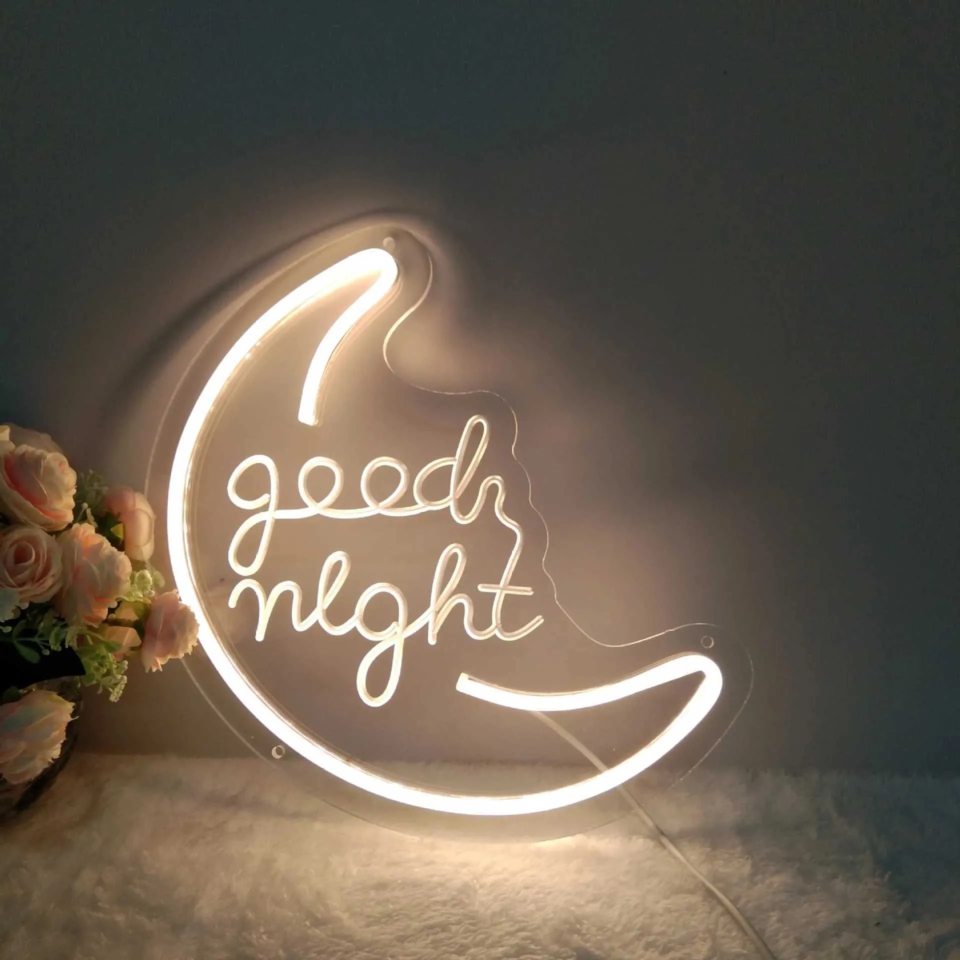LED Neon Yahoo Sign In Goodnight Letter & Dream Room Decoration For ...