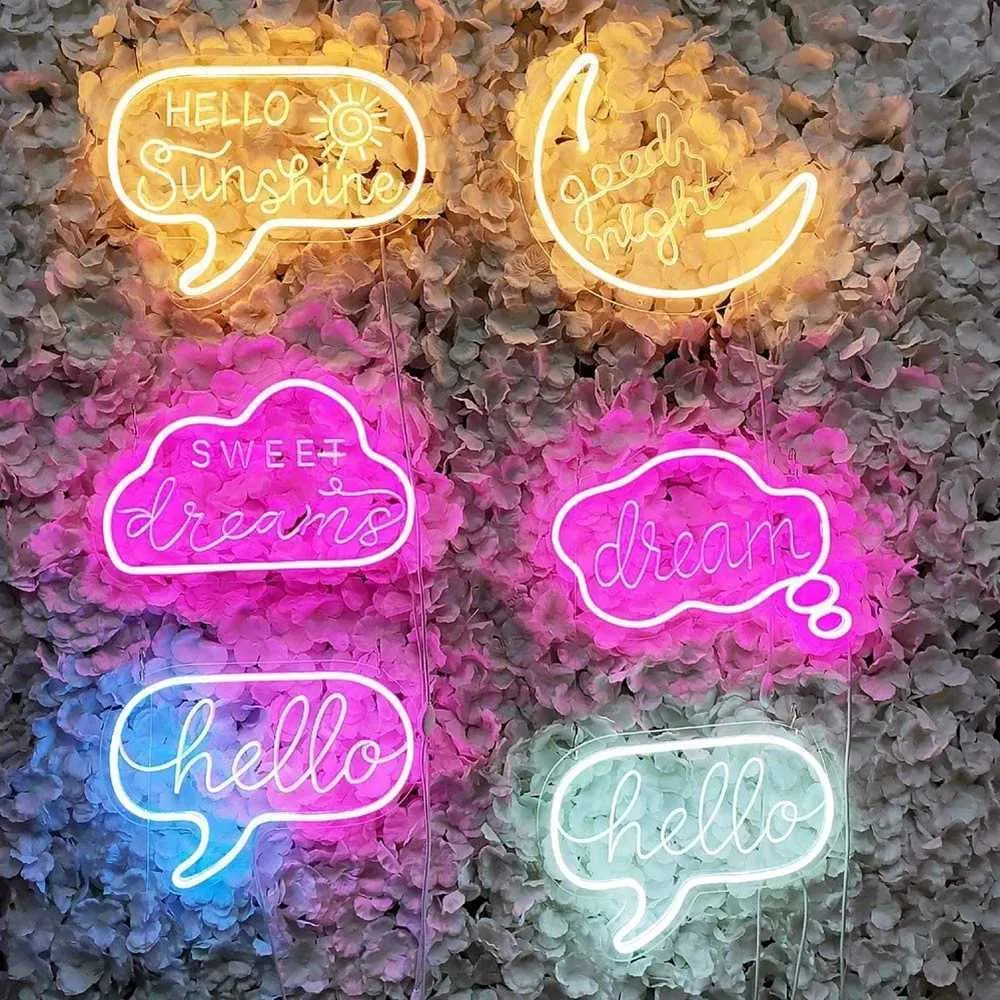 LED Neon Yahoo Sign In Goodnight Letter & Dream Room Decoration For ...
