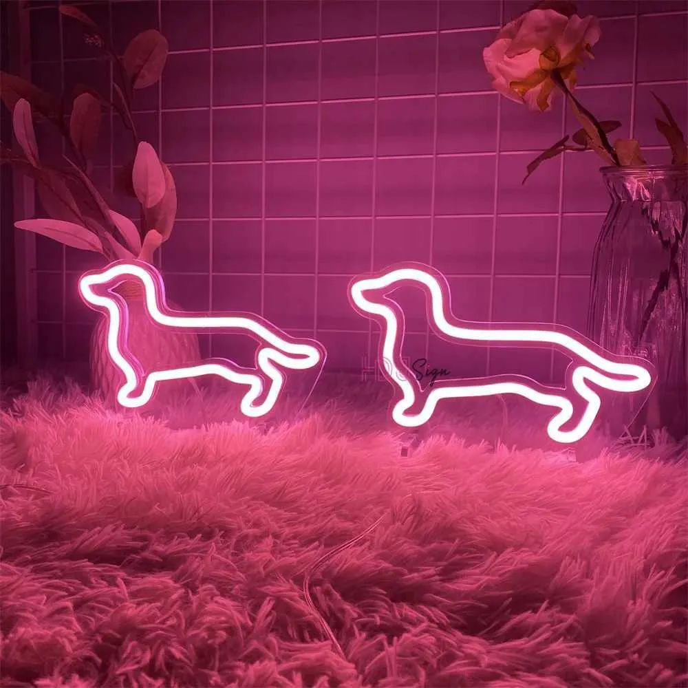 X241210 Neon LED Dog Logo Night Light USB Powered... From Honey_fruit ...