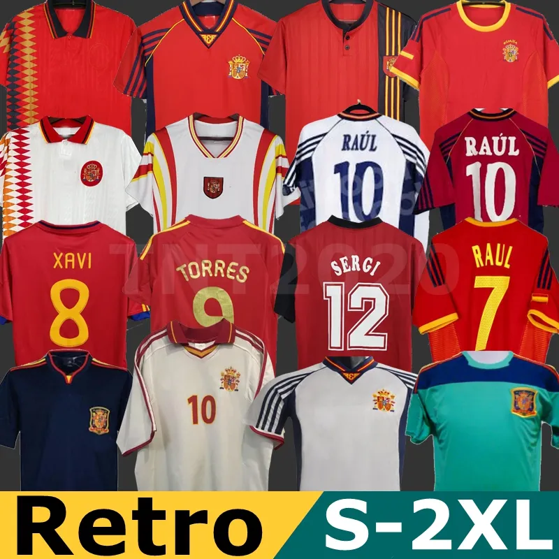 専用90s  soccer SPAIN game shirts Final 1998 Spain Retro Jersey 1996 1994 RAUL XAVI From Tnt2020
