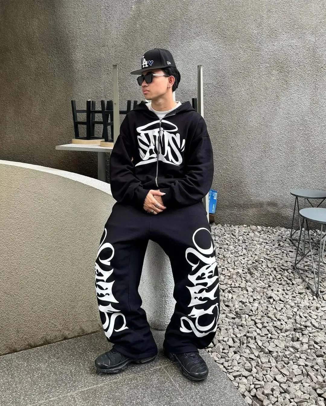 トップス LLOUD HOODIE SWEATPANTS setup XXL Mens Acrylic Hip Hop Zip Up Hoodie & Sweatpants Set, Cotton Liner