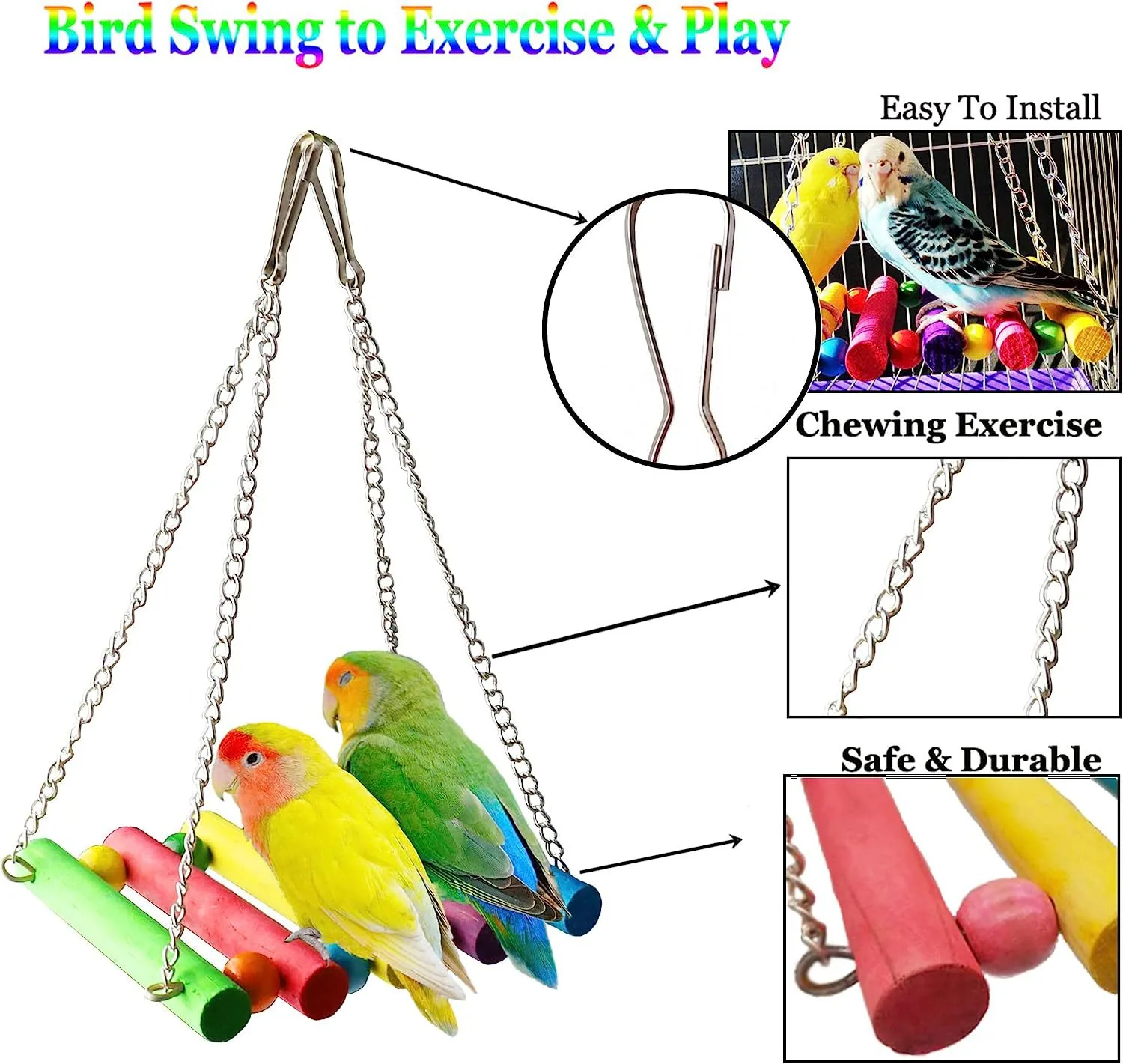 Photo inspiration: Attach Parrot Cage Accessories Reference: Toys For Parrots Wood Bird Toy Set Parrot Cage From