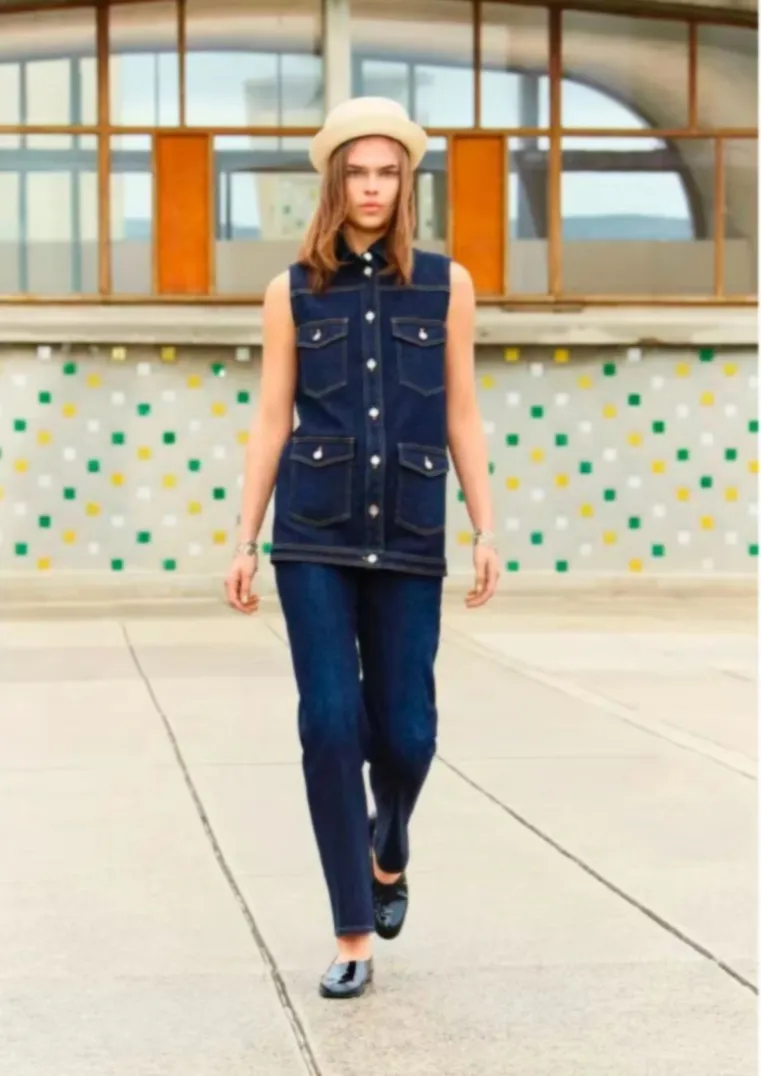 Women's Designer Denim Jacket Runway Inspired, Straight Leg Wide Leg  Pants Set