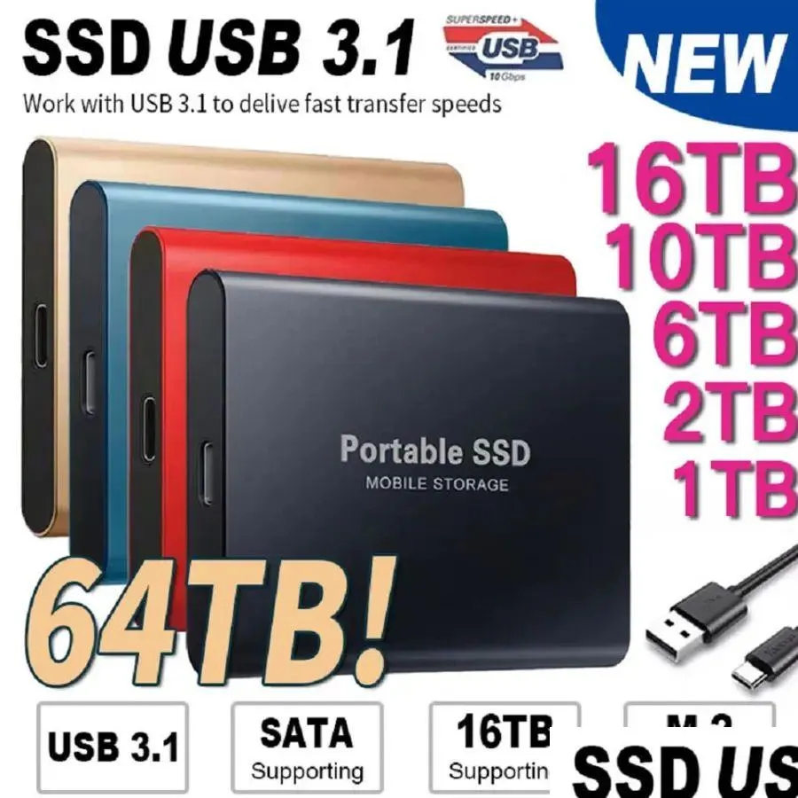 Internal Solid State Disksssd Portable Ssd 1Tb External Hard Drive High-Speed Mobile 500Gb Storage Decives Disks For Pc/ Drop Delivery Otzzx